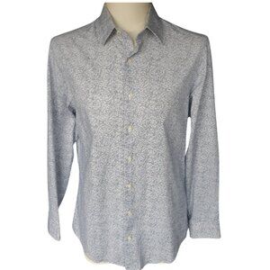 Ben Sherman SZ 15 Cotton Men's Black & White Stripe w/Print Button Up Shirt